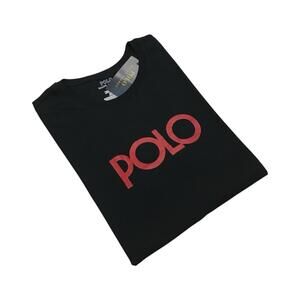 POLO RALPH LAUREN SPELLOUT SHIRT MEDIUM M MENS BLACK GRAPHIC TEE BIG PONY PRL BN